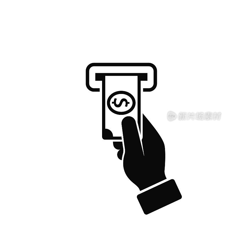 Hand Money ATM Icon. Human Hand Issuing or Receiving Money from ATM. Vector